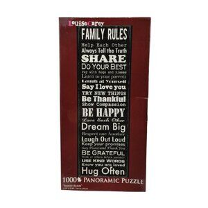 Family Rules by Louise Carey Typography Artwork 1000 Piece Panoramic Puzzle